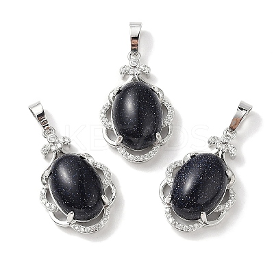 Synthetic Blue Goldstone Oval Pendants G-NH0025-15P-04-1