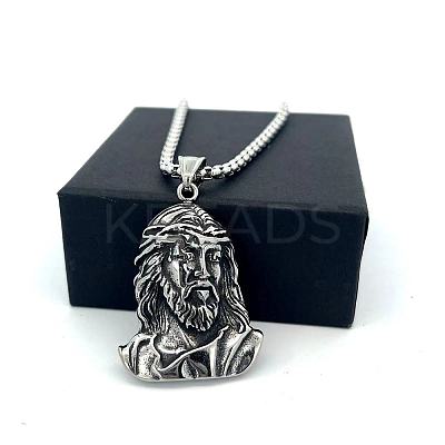 Religion 304 Stainless Steel Jesus Head Pendant Necklaces for Men Women ZK3713-1