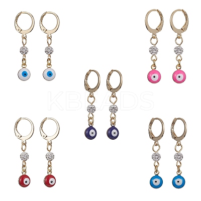 Brass Enamel Evil Eye Hoop Earrings EJEW-JE05292-1