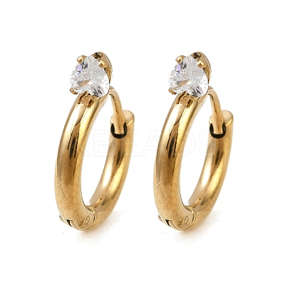 304 Stainless Steel Ring with Heart Hoop Earrings EJEW-K268-37G-1