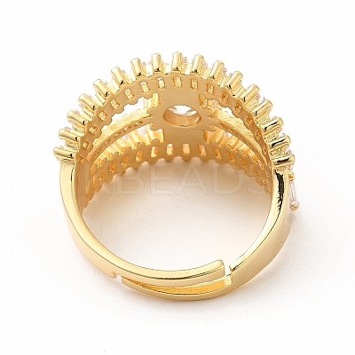 Clear Cubic Zirconia Diamond Adjustable Ring RJEW-F142-01G-1