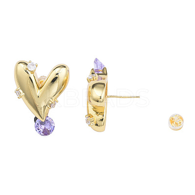 Cubic Zirconia Heart Stud Earrings EJEW-N011-71-1