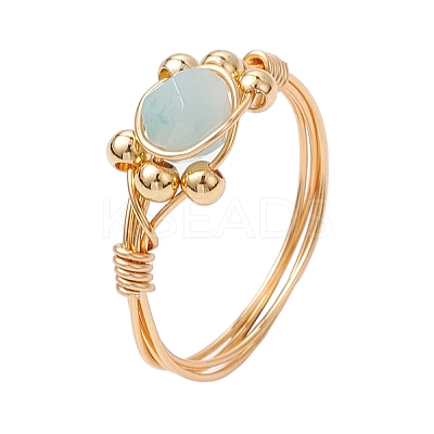 Star Cut Round Natural Rose Quartz & Amethyst & Sodalite & Howlite & Flower Amazonite Finger Ring RJEW-JR00753-1