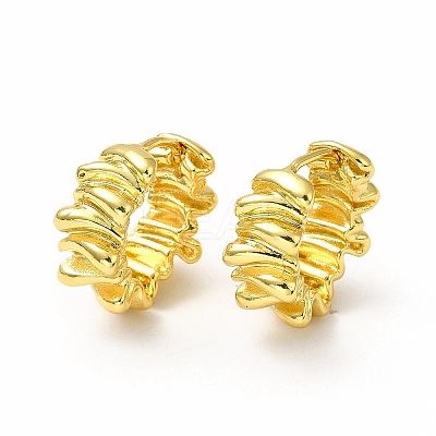 Rack Plating Brass Leaf Hoop Earrings for Women EJEW-H093-07G-1