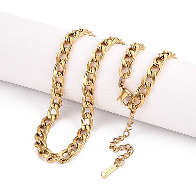 6MM 304 Stainless Steel Cuban Link Chain Necklaces NJEW-N058-11G-1