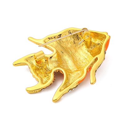 Zinc Alloy Crystal Rhinestone Resin Fish Brooch JEWB-U010-01G-01-1