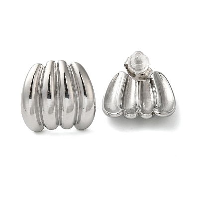 Non-Tarnish 304 Stainless Steel Embossing Stud Earrings EJEW-U001-06P-04-1
