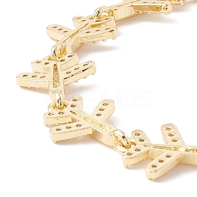 Clear Cubic Zirconia Airplane Link Chains Bracelet BJEW-I301-15G-1