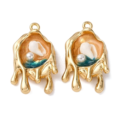 Light Gold Tone Alloy Enamel Pendants ENAM-B028-29KCG-1