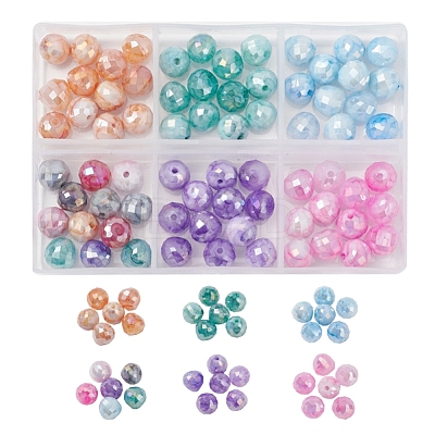 6 Colors Opaque Baking Paint Crackle Glass Beads Strands EGLA-YW0001-21-1