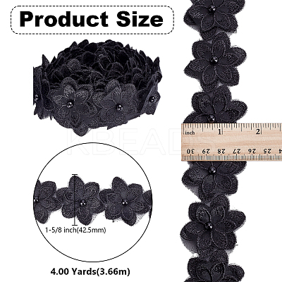4 Yards Organza Flower Lace Trim OCOR-WH0070-165A-1