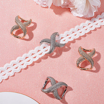 4Pcs 2 Colors Alloy Rhinestone Bowknot Corner Knotted Buckles FIND-GF0005-32-1