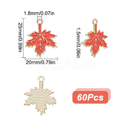 60Pcs Autumn Theme Rack Plating Alloy Enamel Pendants ENAM-SC0003-37-1