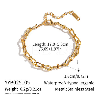 304 Stainless Steel Bowknot Link Chain Bracelets for Women ZU0982-2-1