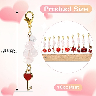 10Pcs Valentine's Day Theme Alloy Enamel Pendant Decorations HJEW-CJD00004-1