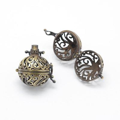 Brass Rack Plating Cage Pendants KK-F722-64AB-RS-1