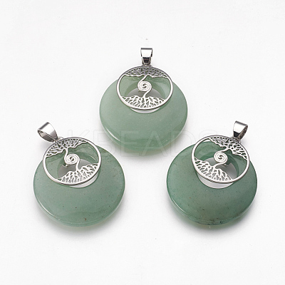 Natural Green Aventurine Pendants KK-F751-B13-1