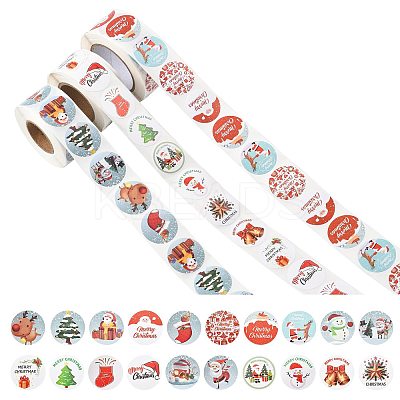 3 Rolls 3 Styles Christmas Round Dot Self Adhesive Paper Stickers Roll DIY-FS0010-32A-1