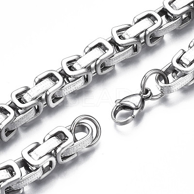Non-Tarnish 201 Stainless Steel Byzantine Chain Bracelets BJEW-S057-73-1