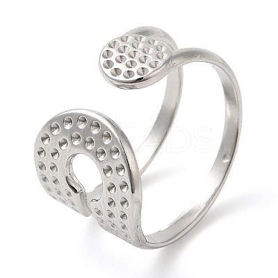 Non-Tarnish 304 Stainless Steel Double Layer Open Cuff Ring for Women RJEW-I098-27P-1