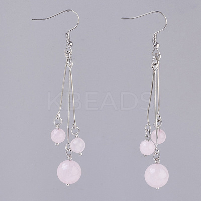 Natural Rose Quartz Dangle Earrings EJEW-JE02813-03-1