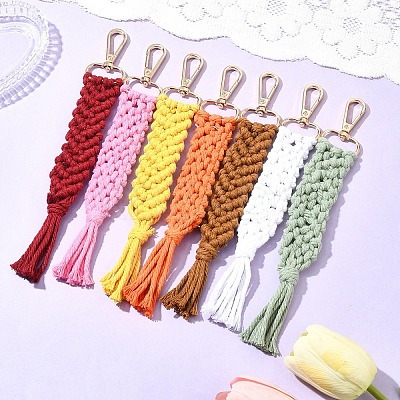 Hand-woven Cotton Pendant Decoration HJEW-YW00039-01-1