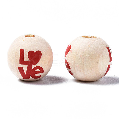 Unfinished Natural Wood European Beads WOOD-S057-066-1