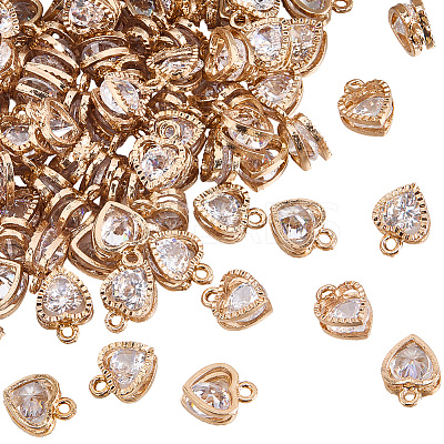 100Pcs Heart Alloy Charms ZIRC-SC0001-34-1