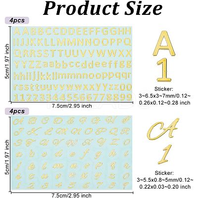 8Pcs 2 Styles Brass Self-Adhesive Picture Stickers STIC-OC0001-02-1