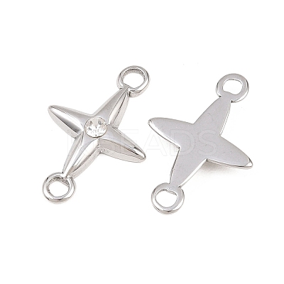 304 Stainless Steel Crystal Rhinestone Connector Charms STAS-P437-14B-P-1