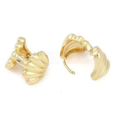 Rack Plating Shell shape Brass Hoop Earrings for Women EJEW-Z059-03G-1