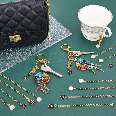 Flat Round with Letter A~Z Alloy Enamel Pendant Decorations HJEW-AB00371-1