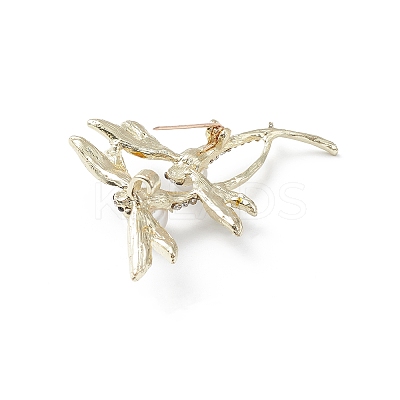 Rhinestone Dragonfly Brooch Pin with Plastic Pearl Beaded JEWB-M026-03G-1