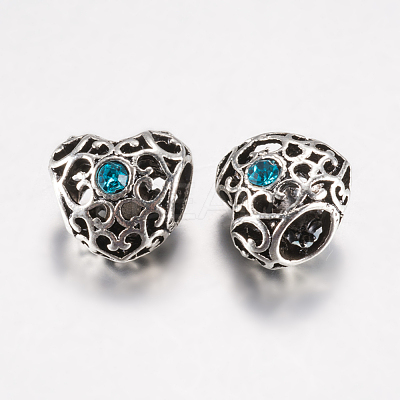 Tibetan Style Alloy Rhinestone European Beads PALLOY-F200-06C-1