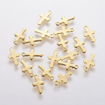 304 Stainless Steel Tiny Cross Charms X-STAS-F201-01G-1