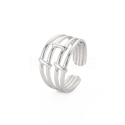 Non-Tarnish 304 Stainless Steel 4 Line Open Cuff Ring for Women LS-RJEW-S405-158P-1