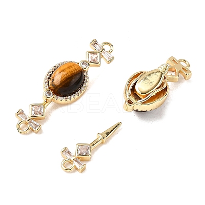 Brass Micro Pave Clear Cubic Zirconia Box Clasps KK-G505-39G-1