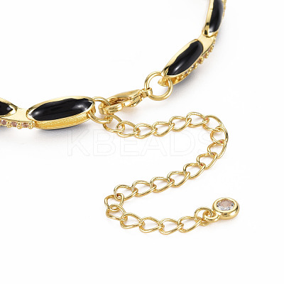 Brass Micro Pave Cubic Zirconia Link Chain Bracelet for Women BJEW-T020-05G-04-1