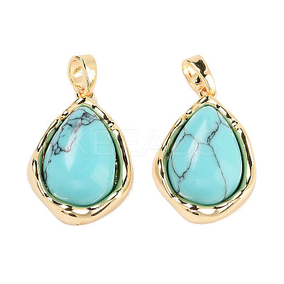 Synthetic Turquoise Teardrop Pendants KK-C051-59G-01-1