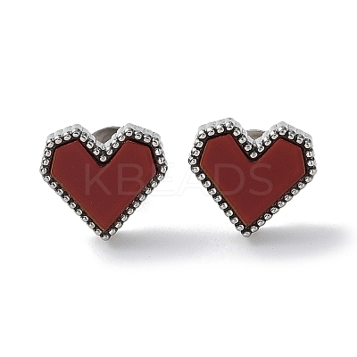 6 Pair 2 Color Heart Acrylic Stud Earrings EJEW-A024-12B-1