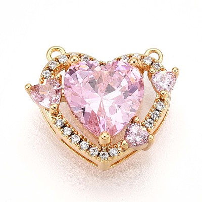 Brass Micro Pave Cubic Zirconia Charms KK-N261-05G-1