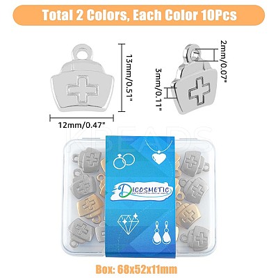 20Pcs 2 Colors 304 Stainless Steel Charms STAS-DC0011-62-1