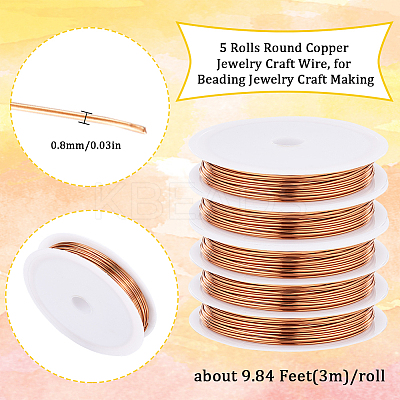 5 Rolls Copper Jewelry Craft Wire CWIR-SC0001-06-1