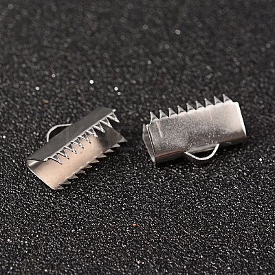 Tarnish Resistant 304 Stainless Steel Ribbon Crimp Ends STAS-M250-10-1