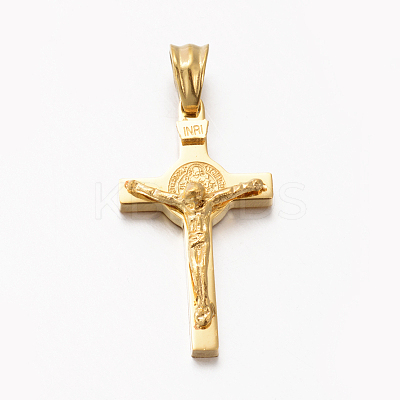 Easter Theme Hot Unisex 201 Stainless Steel Crucifix Cross Pendants STAS-F010-24G-1