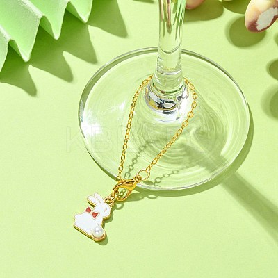 Alloy Enamel Rabbit Cup Pendant Decorations HJEW-JM01753-02-1