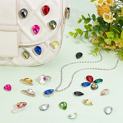 96Pcs 16 Colors Glass Rhinestone Cabochons GLAA-FG0001-17-1