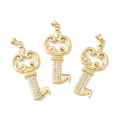 Rack Plating Brass Micro Pave Cubic Zirconia Pendants KK-F852-08G-1