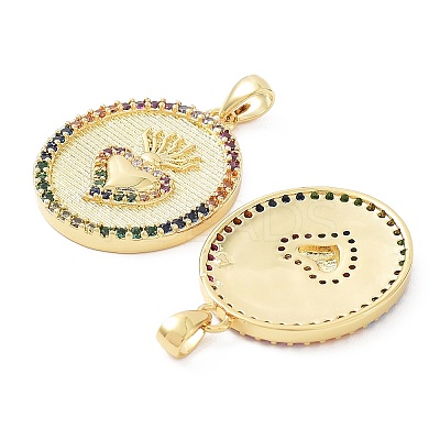 Rack Plating Brass with Cubic Zirconia Pendants KK-B076-08G-1