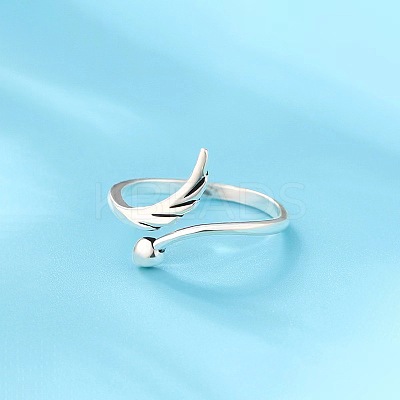 Heart & Wing Rhodium Plated 925 Sterling Silver Cuff Rings FS-WGFEBDA-01-1